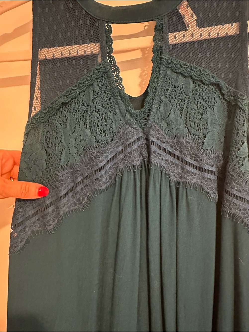 Teal Lace Sleeveless Dress - Picture 4 of 7